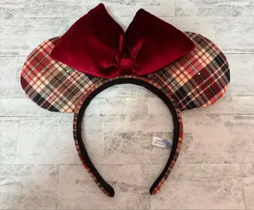 디즈니 머리띠 체크 빨간색 미니
