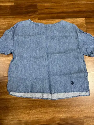 데님 컬러 반팔 린넨 T셔츠 오르치발