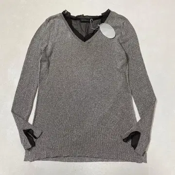 미사용 DAMA collection 프릴 쉬폰 린넨 V넥 니트