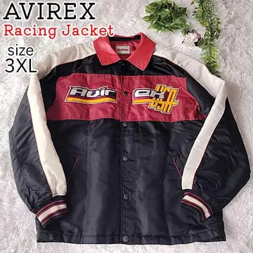 [ 레어 빅 사이즈 ] AVIREX 레이싱 자켓 3XL 옷깃 가죽 자수