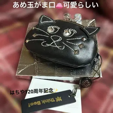 싱크비! 사탕구슬 금 파우치 지갑 고양이 얼굴 미사용 새상품