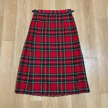 빈티지 중고 체크 퀼트 스커트 빨간색