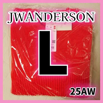 유니클로 JW 앤더슨 리브 크루넥 스웨터 오렌지 L 미사용 새상품