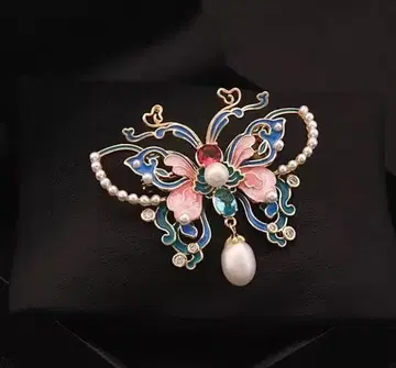 프랑스 구매 나비 모양 브로치 에나멜 펄