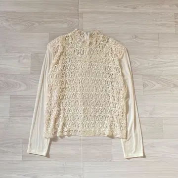 아이보리 레이스 블라우스 꽃무늬 비침 파티 화려한 한국제