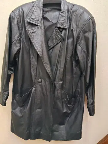 블랙 가죽 롱 자켓