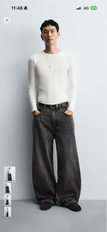 배기 핏 데님 팬츠 다크 그레이 38 jp30