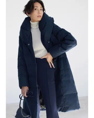 컨디션 최상 두클라쎄 다운 롱 코트 숄카라 여배우 옷깃 울 라이크