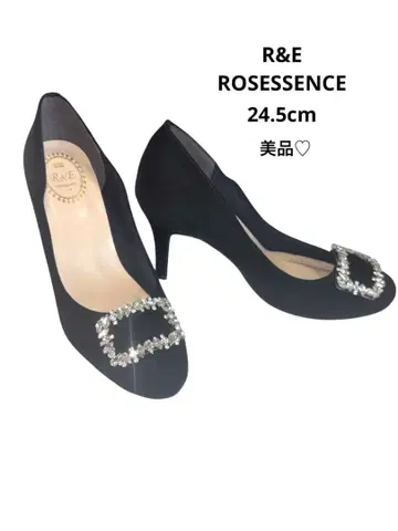 R&E ROSESSENCE 24.5cm 비쥬 블랙 스웨이드 펌프스