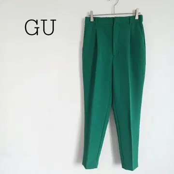 지유 GU 워셔블 테이퍼드 팬츠 허리 뒷부분 고무 신축성 그린
