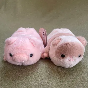 택 포함 흐물흐물 납작 봉제 인형 미니 돼지 페럿