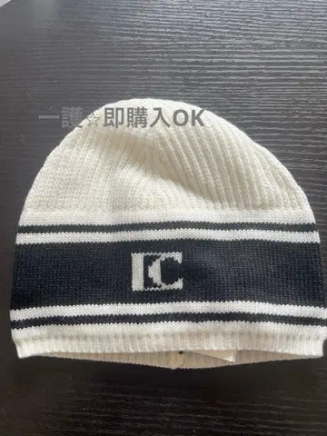 로우 클래식 니트 모자 화이트/블랙 스트라이프