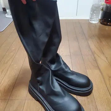 블랙 롱 부츠 더블 지퍼 청키 부츠