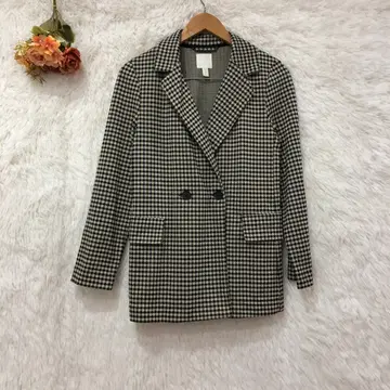 H&M 더블 브레스트 테일러드 자켓 [XS] 하운드투스 체크 패턴