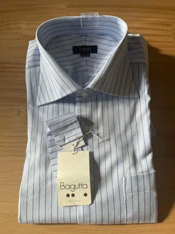 SALE!! Bagutta 긴팔 셔츠 화이트/파랑 스트라이프