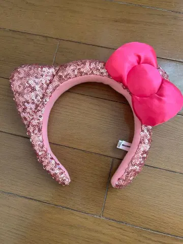 핑크 스팽글 리본 머리띠