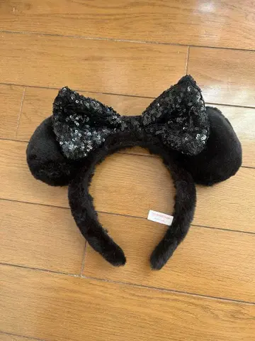 블랙 스팽글 리본 머리띠