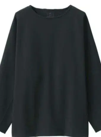 MUJI Labo 발수 이중 편직 긴팔 풀오버 블랙 새상품