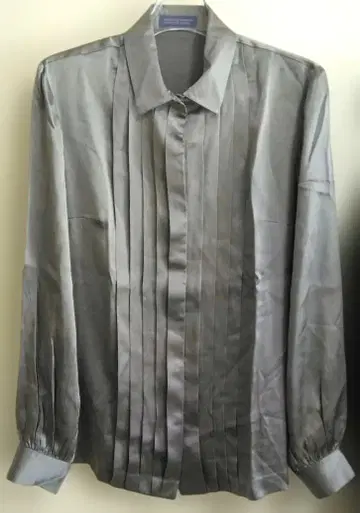 실크 100% 블라우스 그레이 ML 미사용급