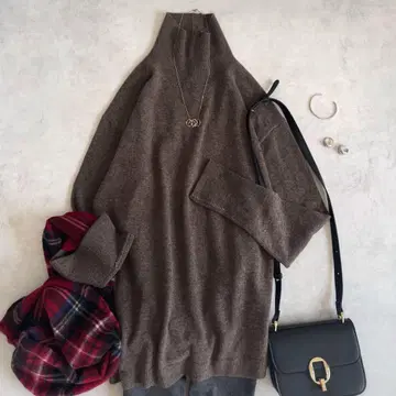 컨디션 최상 밴야드 스톰 캐시미어 혼방 롱 니트 브라운