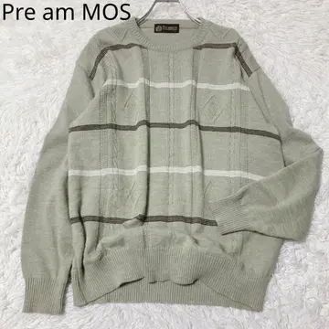 프레아모스 긴팔 니트 스웨터 보더 리브 캐주얼 그린 L