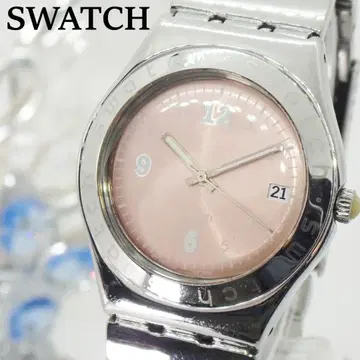 작동품 빈티지 Swatch Irony 여성용 손목시계 핑크 데이트