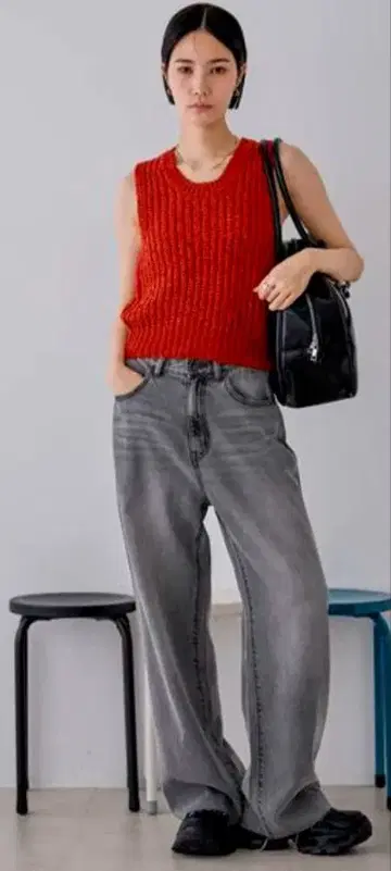 JEANASIS 릴랙스 핏 그레이 데님 팬츠