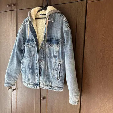 후드 부착 데님 자켓 겨울 남성용 S H&M 보아 안감