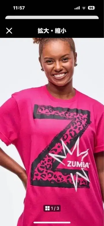 새상품 미사용 정품 ZUMBA 핑크 T셔츠