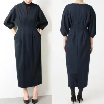 VERMEIL par iena 트윌 허리 쉐이프 퍼프 슬리브 원피스