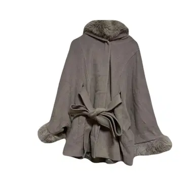 리엔다 울 MIX 후드 판초 코트