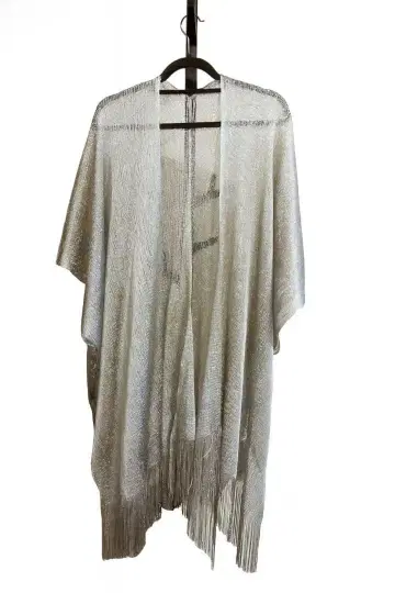 라메의 반짝임 실버 프린지 가디건 숄