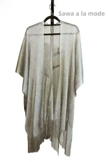 라메의 반짝임 실버 프린지 가디건 숄