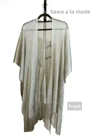 라메의 반짝임 실버 프린지 가디건 숄