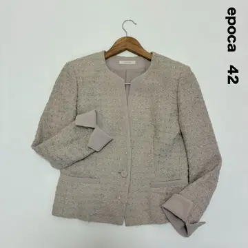 epoca 에포카 트위드 노카라 자켓 42 라벤더 파이핑
