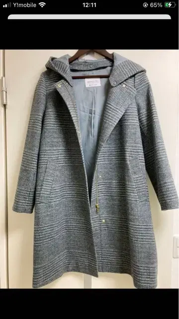 글로벌 워크 가벼운 스트레치 2WAY 코트 그레이 체크 무늬