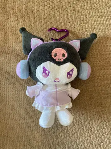 쿠로미 봉제 인형 키링 하트형 카라비너 포함