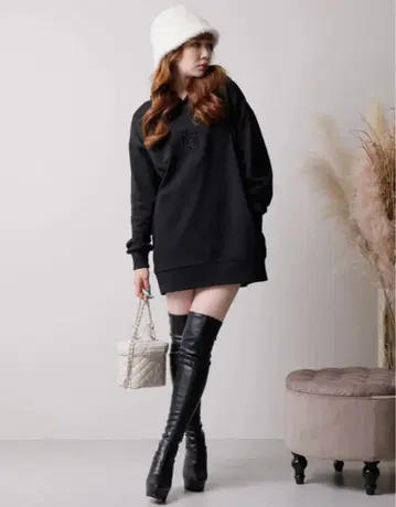 LIP SERVICE 로고 참 니하이 부츠 블랙 M