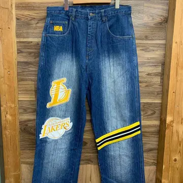중고 UNK NBA 레이커스 와이드 데님 배기 팬츠