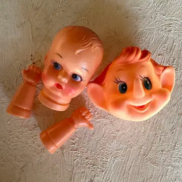 빈티지 러버돌 페이스 핸드 플라스틱 인형 머리와 손 세트 A