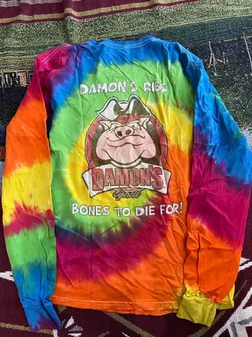 구제 의류 Damon's 타이다이 롱 슬리브 T셔츠