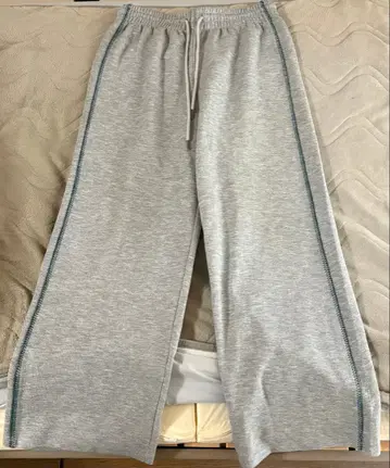 그레이 와이드 팬츠 사이드 스티치