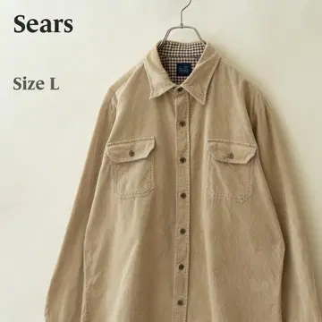 Sears 코듀로이 셔츠 베이지 L 긴팔 노포 미국 브랜드