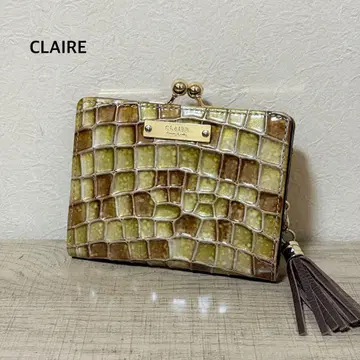 새상품급 CLAIRE 스테인드글라스풍 가마구치 지갑 베이지