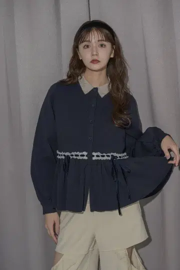 idem velours ribbon peplum cardigan