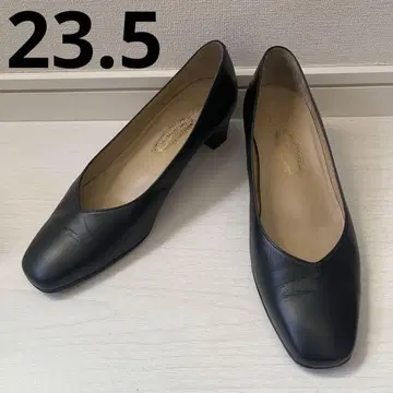 긴자 요시노야 블랙 가죽 펌프스 23.5cm
