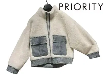 PRIORITY 데님 보아 페이크 무스탕 자켓