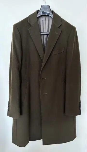 올리브 그린 (모스 그린) 싱글 브레스 체스터 코트