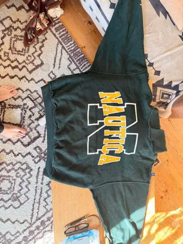 NAUTICA 다크 그린 크루넥 후드티