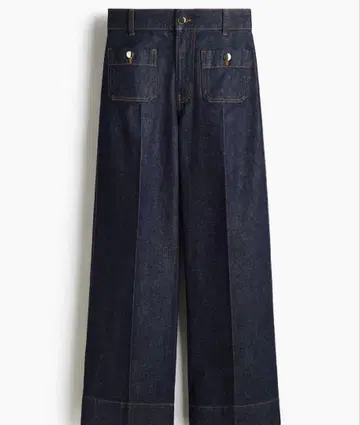 H&M 와이드 하이 앵클 데님 다크 데님 블루